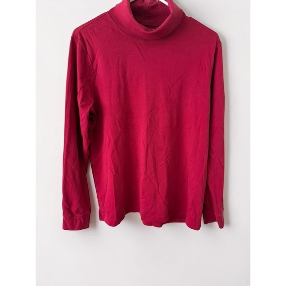 L.L.Bean Tops - LL Bean Womens XL Red Interlock Mock Turtleneck Long Sleeve Cotton Top 188450